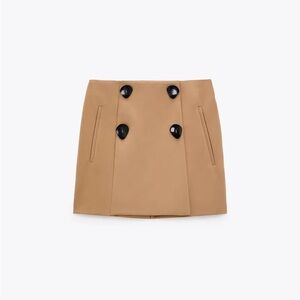 Zara Khaki Double-Breasted Skort
